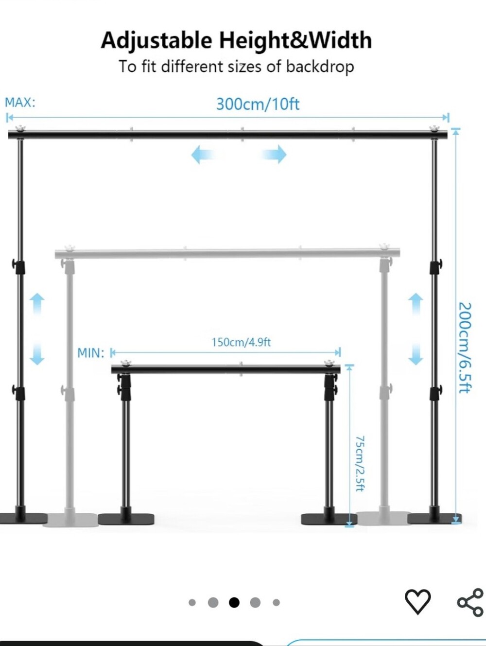 Photo Backdrop Stand Kit, 6.5ft x 10ft Adjustable Photography Background Stands